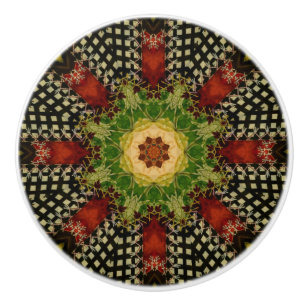 Bouton De Porte En Céramique Couette victorienne rouge, verte et noire inspirée