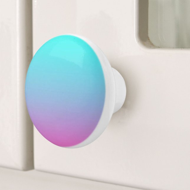 Bouton De Porte En Céramique Couleurs de sirène dégradé rose pourpre aquombre (Mermaid colors gradient purple pink aqua ombre ceramic knob)