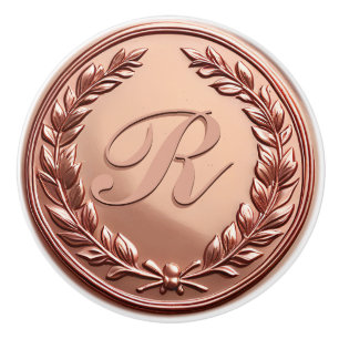 Bouton De Porte En Céramique Couronne de famille élégante en or rose