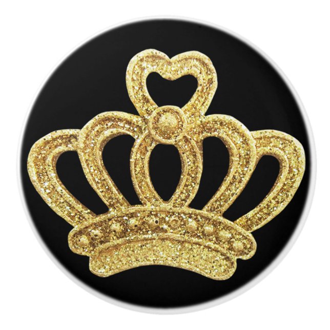 Bouton De Porte En Céramique Couronne d'or (Devant)