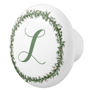 Bouton De Porte En Céramique Couronnes vertes