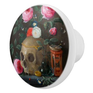 Bouton De Porte En Céramique Crâne Nature morte Vanitas Jan van Kessel