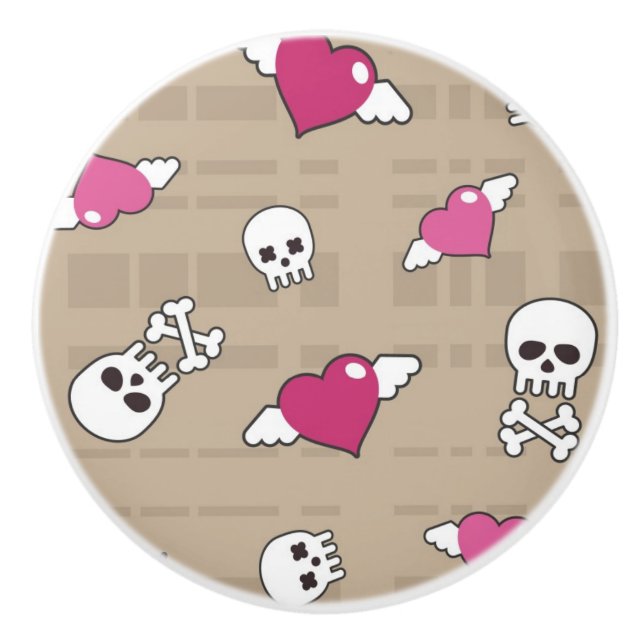 Bouton De Porte En Céramique Crânes (Devant)