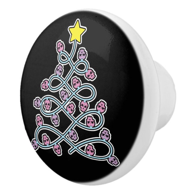 Bouton De Porte En Céramique Crânes gothiques Noeud Arbre de Noël (Droite)