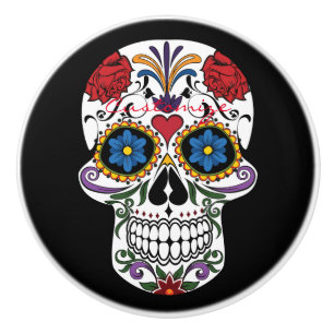 Bouton De Porte En Céramique Crânes humaines décorées Art Thunder_Cove