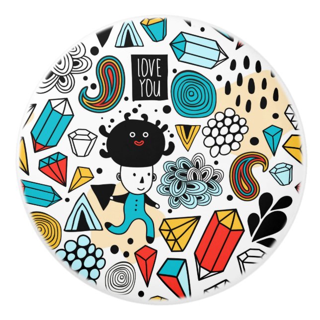 Bouton De Porte En Céramique Crazy head (Devant)