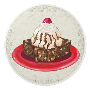Bouton De Porte En Céramique Crème glacée décadente Sundae Brownie Tiroirs