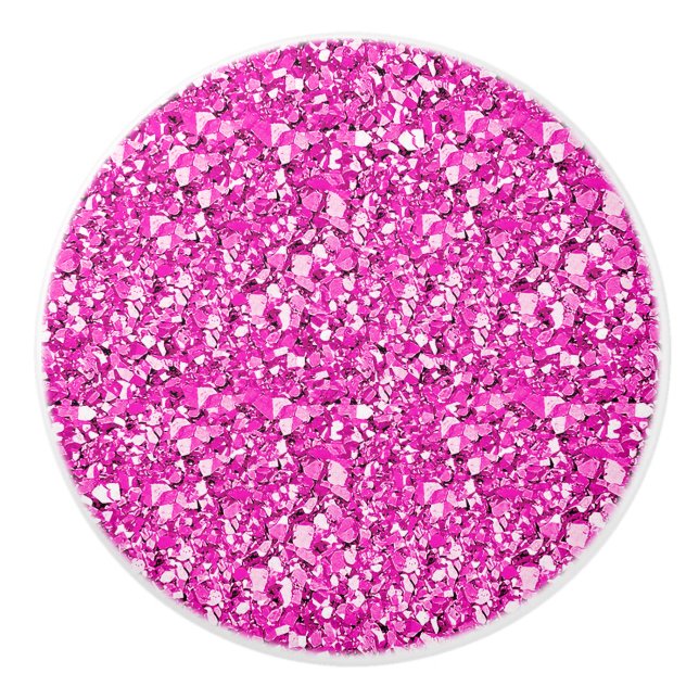 Bouton De Porte En Céramique Cristal de Druzy - rose de fuchsia (Devant)