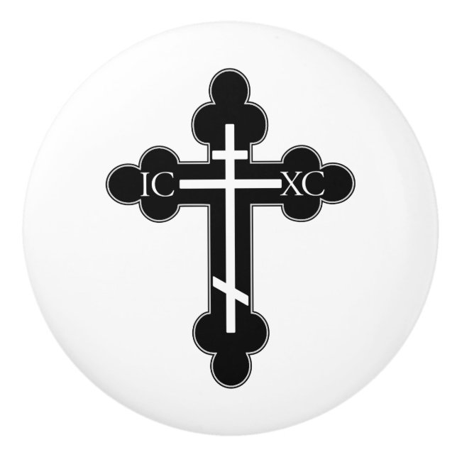 Bouton De Porte En Céramique Croix orthodoxe (Devant)