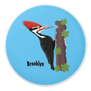 Bouton De Porte En Céramique Cue drôle Pileated woodpecker dessin d'illustratio