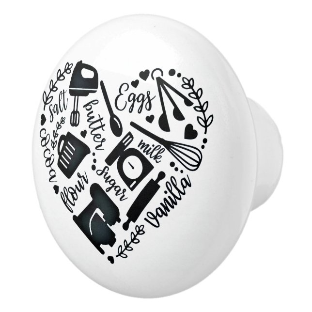 Bouton De Porte En Céramique Cuisine d'amour (Droite)