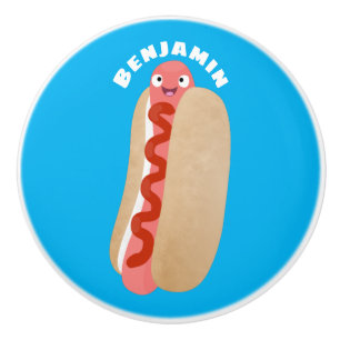 Bouton De Porte En Céramique Curieux hot dog Weiner dessin animé