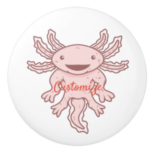 Bouton De Porte En Céramique Cute Axolotl rose Thunder_Cove