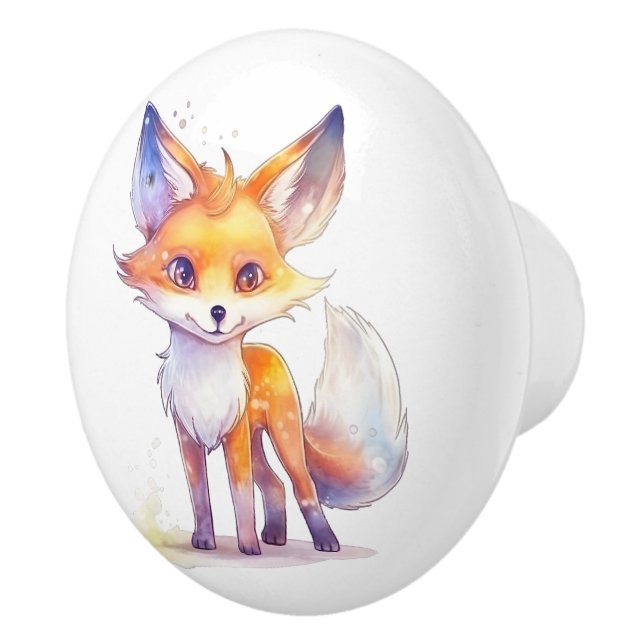 Bouton De Porte En Céramique Cute Baby Fox Ceramic Knob (Droite)