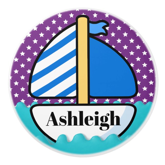 Bouton De Porte En Céramique Cute Beach Sailboat Ceramic Knob (Devant)