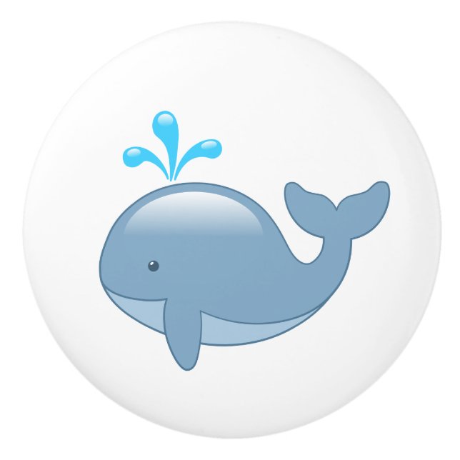 Bouton De Porte En Céramique Cute Chubby Cartoon Whale (Devant)