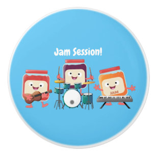 Bouton De Porte En Céramique Cute confiture session dessin animé musicien humou