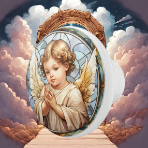Bouton De Porte En Céramique Cute faux vitrail Angel Religieux