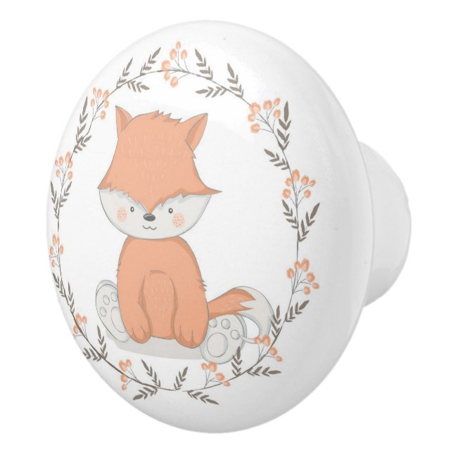 Bouton De Porte En Céramique Cute Fox (Droite)
