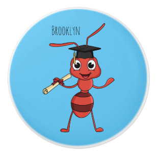 Bouton De Porte En Céramique Cute happy red ant cartoon 