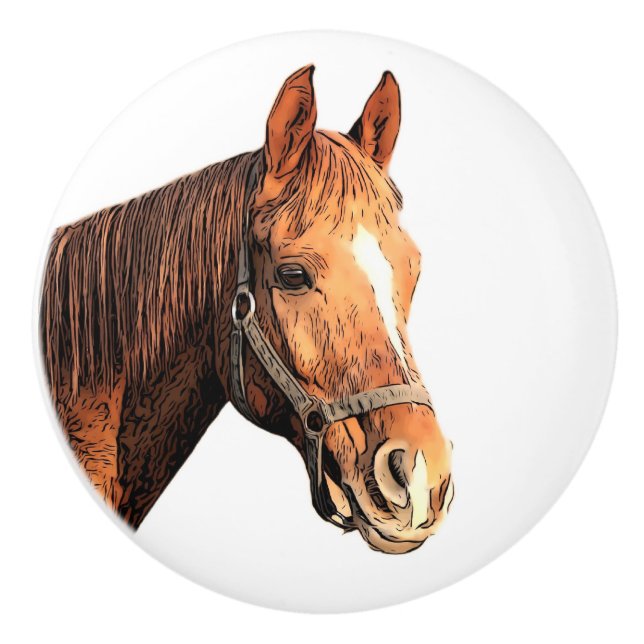 Bouton De Porte En Céramique Cute Horse Animal chambre d'enfant (Devant)