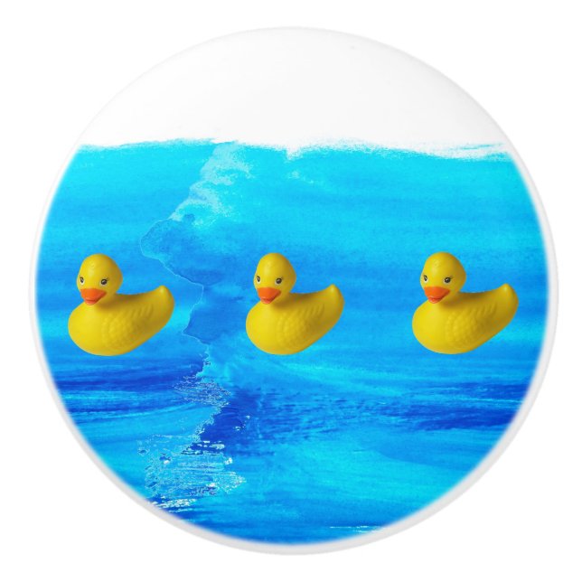 Bouton De Porte En Céramique Cute jaune canard en céramique Tige (Devant)