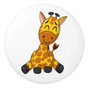 Bouton De Porte En Céramique Cute Jungle Safari Giraffe Animaux Enfants