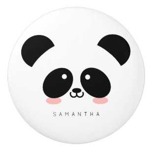 Bouton De Porte En Céramique Cute Kawaii Panda  Ajouter votre nom