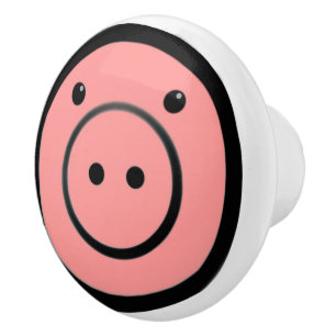 Bouton De Porte En Céramique Cute Kawaii Pink Piggy Pig Visage Avant Ceramic Kn