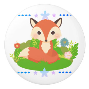 Bouton De Porte En Céramique Cute Little Fox