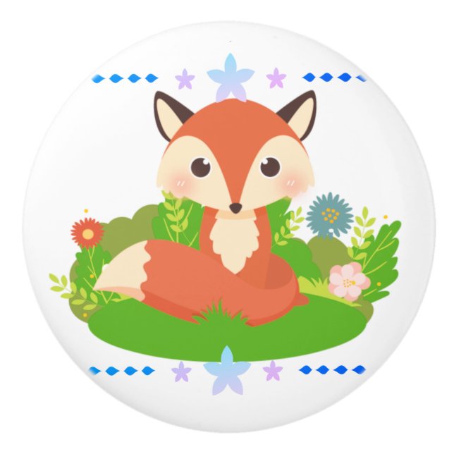 Bouton De Porte En Céramique Cute Little Fox (Devant)