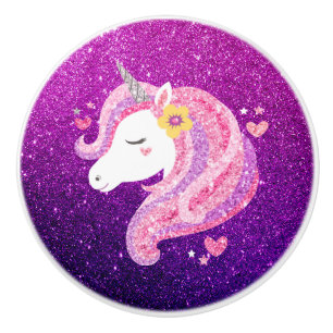 Bouton De Porte En Céramique Cute Parties scintillant Unicorn