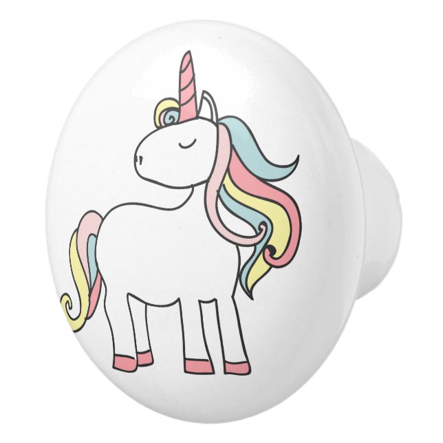 Bouton De Porte En Céramique Cute Pastel Unicorn (Droite)