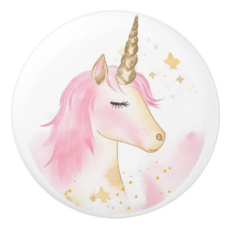 Bouton De Porte En Céramique Cute Pink Unicorn, Mobilier pour enfant, chambre