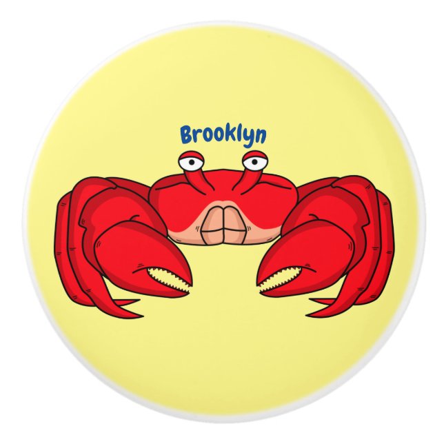 Bouton De Porte En Céramique Cute red crab cartoon (Devant)