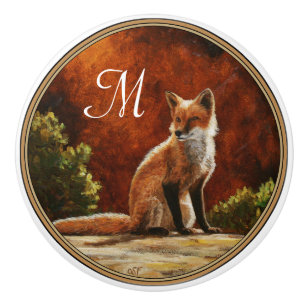 Bouton De Porte En Céramique Cute Red Fox