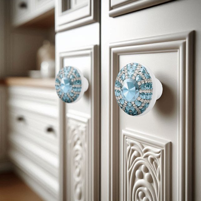 Bouton De Porte En Céramique Cyan Faux Gemstones Orb (Créateur téléchargé)