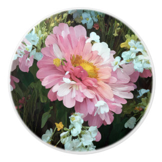 Bouton De Porte En Céramique Daisey en rose