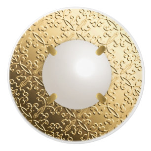 Bouton De Porte En Céramique Damas d'or avec une perle imitation mabe