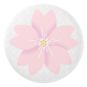 Bouton De Porte En Céramique Damas Et Fleur