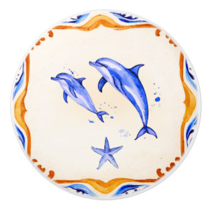 Bouton De Porte En Céramique Dauphins méditerranéens