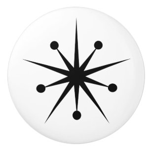 Bouton De Porte En Céramique Début de MCM atomique Abstraite moderne du milieu 