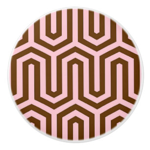 Bouton De Porte En Céramique Déco motif égyptien - rose et chocolat