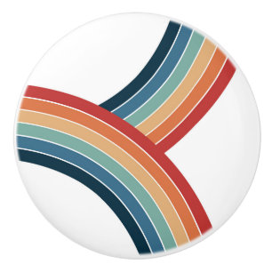 Bouton De Porte En Céramique Décor couleur double rétro style arc-en-ciel