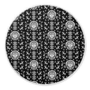 Bouton De Porte En Céramique Décor d'origine artistique aztèque mexicaine
