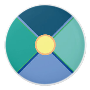 Bouton De Porte En Céramique Décor géométrique turquoise vert, agrumes et bleus