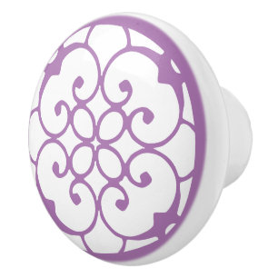 Bouton De Porte En Céramique Décoratif violet blanc Motif en céramique brassard