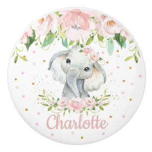 Bouton De Porte En Céramique Décoration florale d'un bleu rose doux et adorable