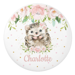 Bouton De Porte En Céramique Décoration florale rose pâle de la pouponnière