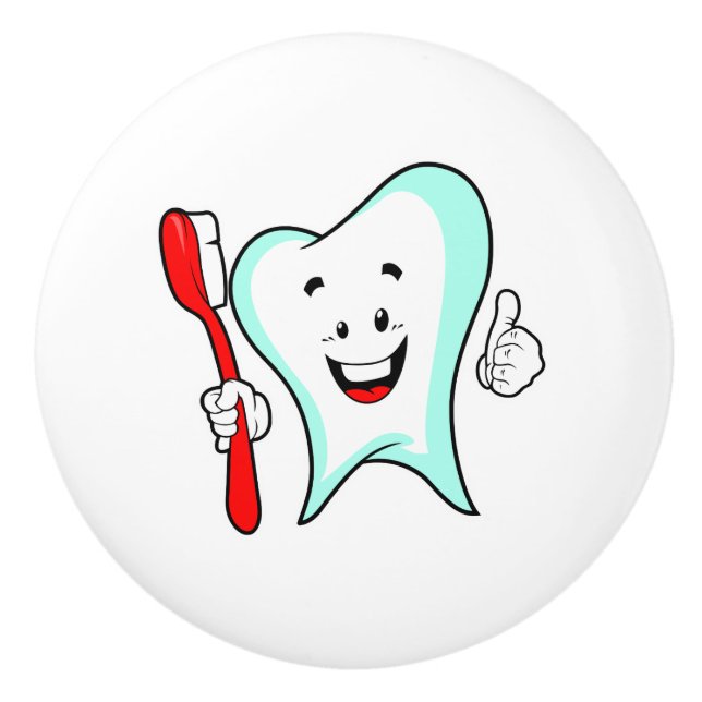 Bouton De Porte En Céramique Dental Care Happy Tooth (Devant)
